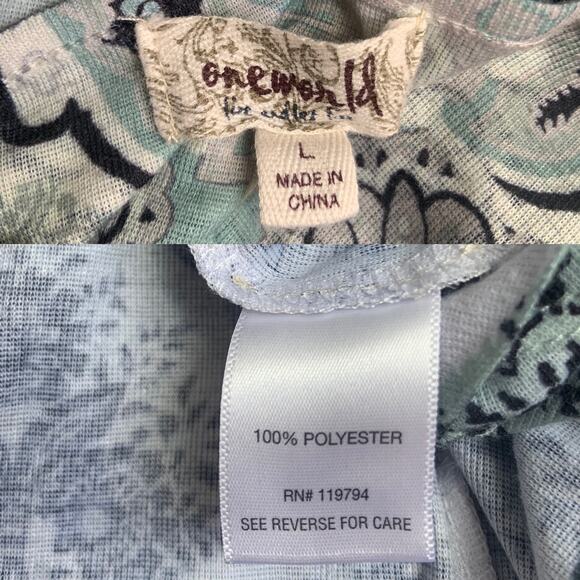 One World Y2K Green Half Sleeve Top Women's Large - Picture 11 of 11